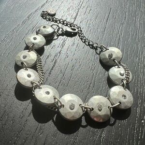 Vera Wang Vintage Silver Tone Disc with Crystals- One Size